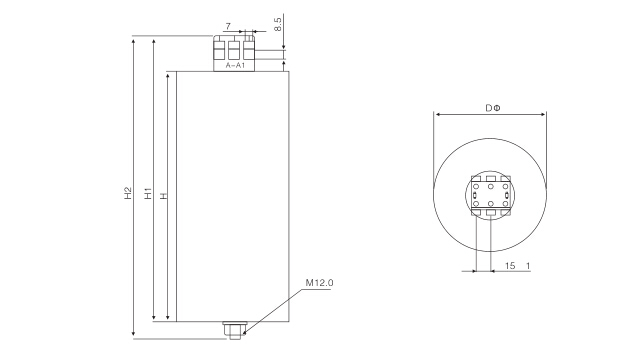 自愈式圆柱型电容器外形尺寸